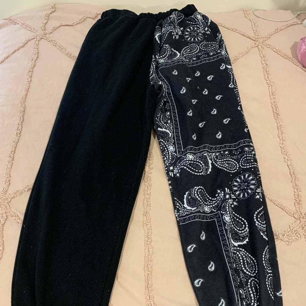 Half Black Half Handkerchief Sweatpants